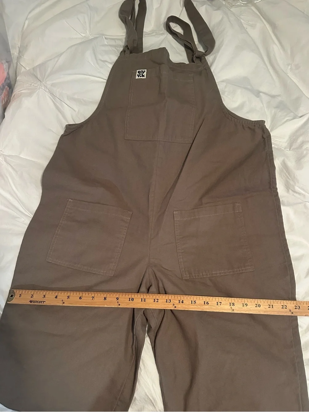 LUCY & YAK 6/8 Streetwear Utility Organic Cotton Jumpsuit Overalls Cappuccino